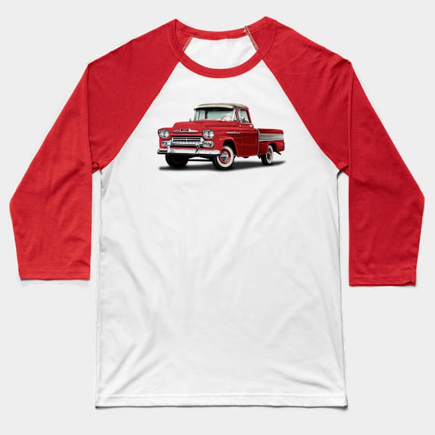 Vintage 1955 Chevrolet Cameo Pickup Truck Baseball T-Shirt by TheStuffInBetween